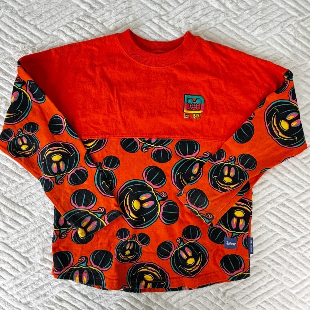 Disney Spirit Jersey Girls Size 7/8 Halloween Mickey Pumpkin Orange Shirt Top